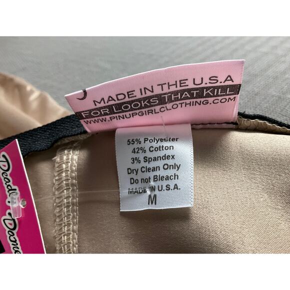 PINUP Girl DEADLY DAMES Wiggle Courtesan Dress Champagne NWT M Retro Glam - Picture 9 of 11